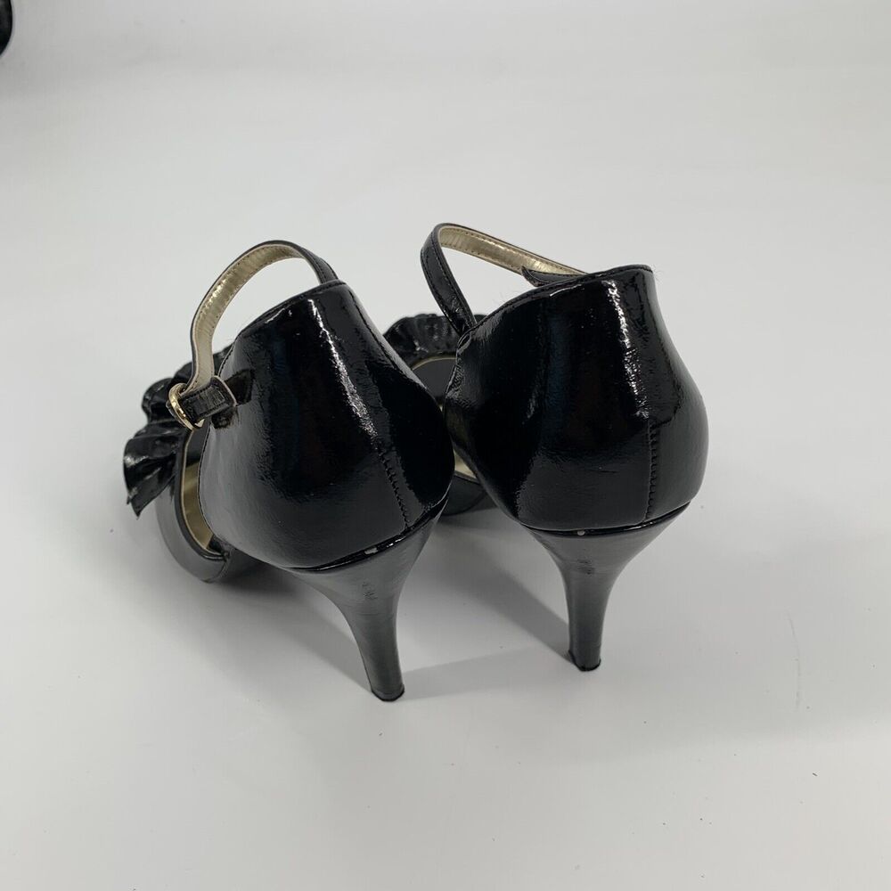 Steve Madden Talisa Ruffle Peep Toe High Heels Size 7.5 Womens Black Sexy Pin-Up - Picture 5 of 9